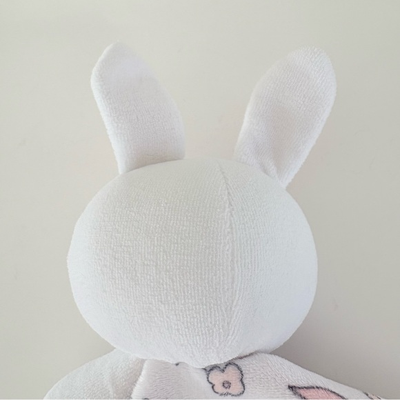 George White Pink Floral Bunny Rabbit Satin Trim Security Blanket Baby Lovey - Picture 7 of 16